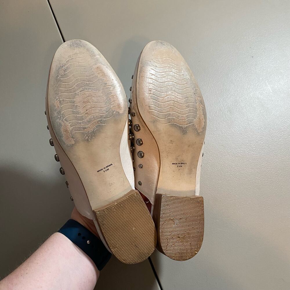 Amuse Society X Mattise Womens 9.5 Off White Heeled Mule Silver Studs Slip on - Picture 5 of 8